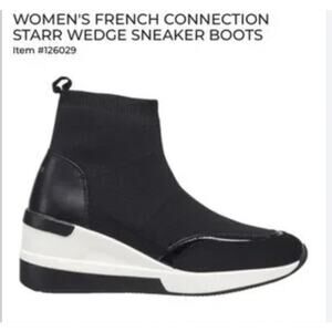 NIB women's French Connection Slip On Wedge Sneaker Black 8
